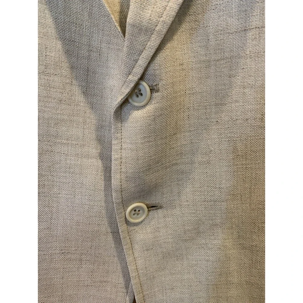 Vtg 70's Ernesto Bellini Linen Blazer Men's 44 Reg Beige Jacket 2 Button Lined
